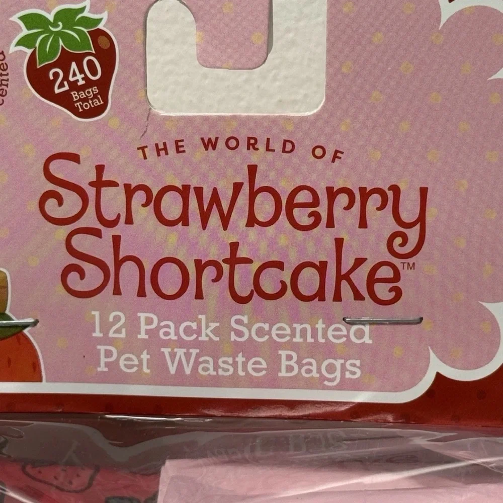Strawberry Shortcake Scented Pet Waste Bags 240 Count Pink Red